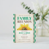 Family Reunion Invite, Sunflower, Green Kaart (Staand voorkant)