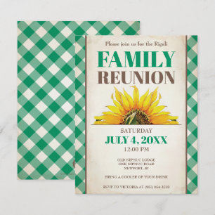 Family Reunion Invite, Sunflower, Green Kaart