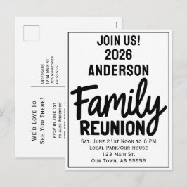 Family Reunion Join Us Bold Script Modern Postcard Feestdagenkaart