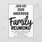 Family Reunion Join Us Bold Script Modern Postcard Feestdagenkaart (Voorkant)
