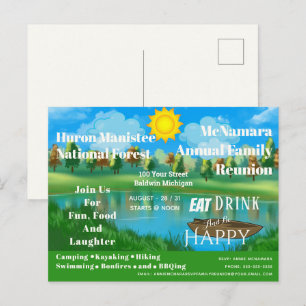 Family Reunion Lake Camp Invitation Briefkaart