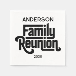 Family Reunion Minimalist Black White Personalized Servet