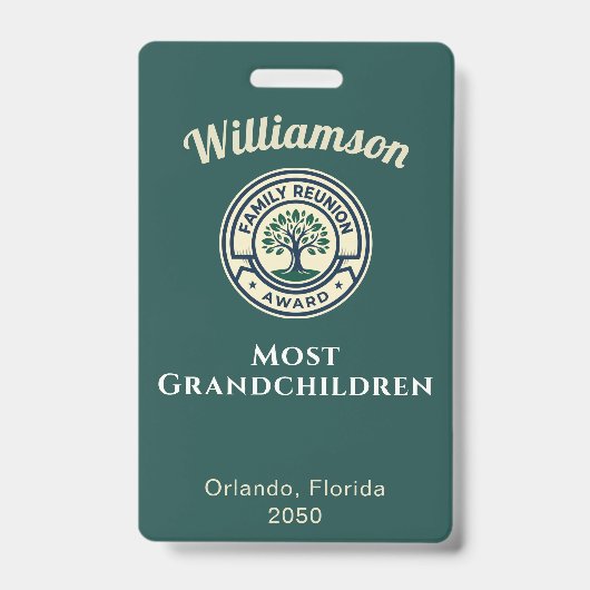 Family Reunion Most Grandchildren Award Badge (Front)