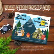 Family Reunion Mountain Camp Invitation Briefkaart