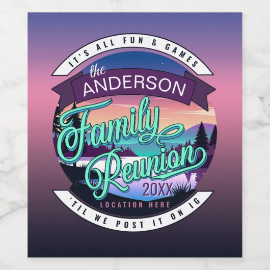 Family Reunion Mountain Lake Landscape Dk ID1126 Wijn Etiket (Enkel label)