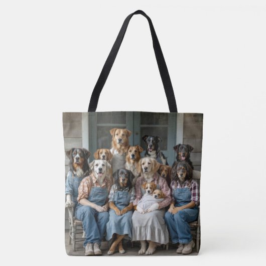 Family Reunion of Dogs On Farmhouse Porch Tote Bag (Voorkant)