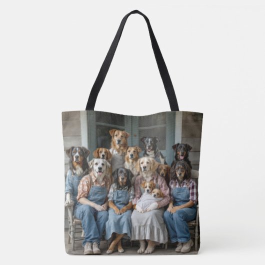 Family Reunion of Dogs On Farmhouse Porch Tote Bag (Achterkant)