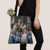 Family Reunion of Dogs On Farmhouse Porch Tote Bag (Dichtbij)