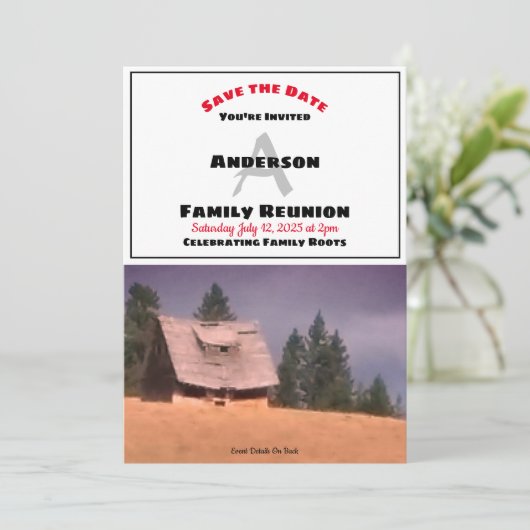 Family Reunion Old Homestead Save Date Invitation Save The Date (Staand voorkant)