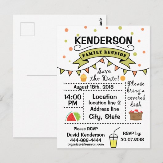 Family Reunion ontwerp Briefkaart (Voorkant / Achterkant)