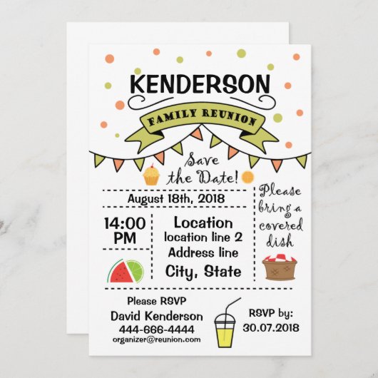 Family Reunion ontwerp Kaart (Voorkant / Achterkant)