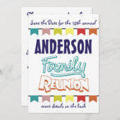 Family Reunion ontwerp Save The Date (Voorkant / Achterkant)