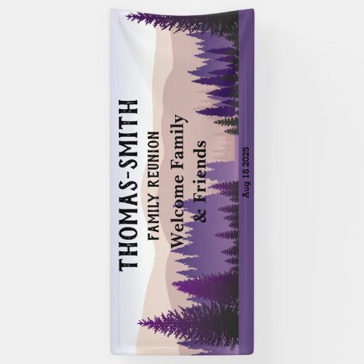 Family Reunion Paarse Mountain Scene Banner (Verticaal)
