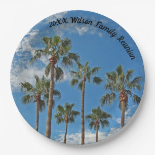 Family Reunion Palm Trees en Blue Sky Paradise Papieren Bordje