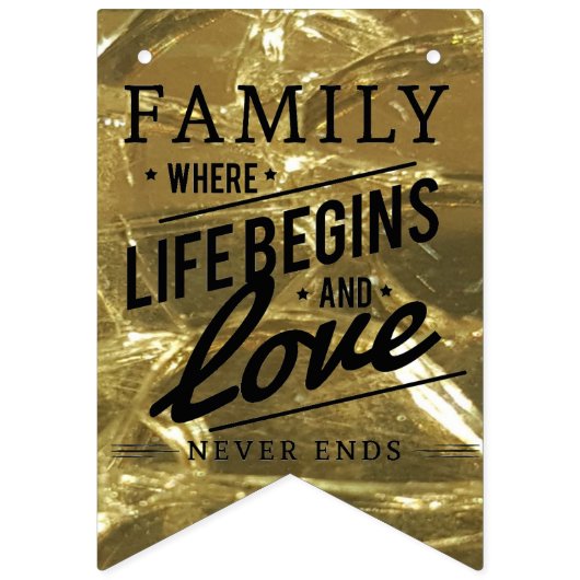 Family Reunion Party Love Pride Gold Typografie Vlaggetjes (Eerste vlag)