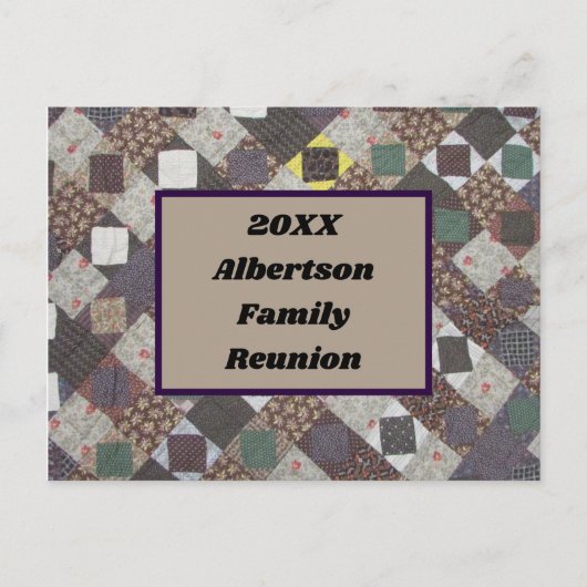Family Reunion Patchwork Quilt Photo Invitation Briefkaart (Voorkant)