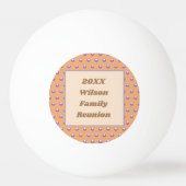 Family Reunion Peach Blue Polka Dot Fun and Games Pingpongbal (Achterkant)