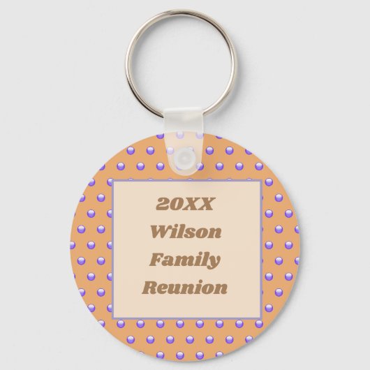 Family Reunion Peach en Blue Polka Dot Memento Sleutelhanger (Voorkant)