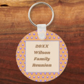 Family Reunion Peach en Blue Polka Dot Memento Sleutelhanger (Voorkant)