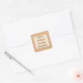 Family Reunion Peach en Gold Polka Dot Pattern Vierkante Sticker (Envelop)