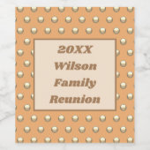 Family Reunion Peach en Gold Polka Dot Pattern Wijn Etiket (Enkel label)