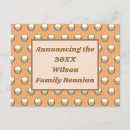 Family Reunion Peach Gold Polka Dot Summer Invite Briefkaart