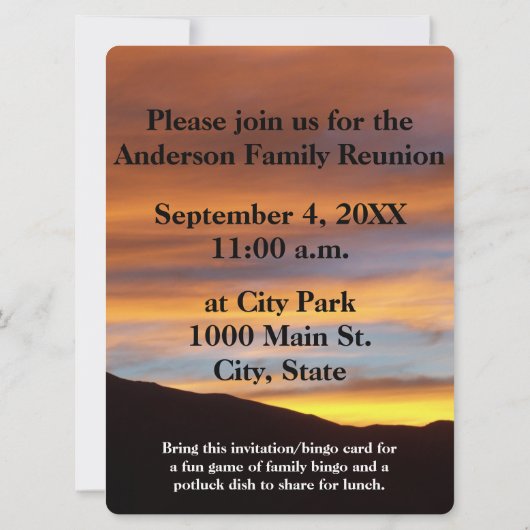 Family Reunion Photo Bingo Sunset Foto (Achterkant)