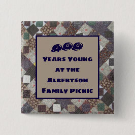 Family Reunion Picnic 100e verjaardag Vierkante Button 5,1 Cm