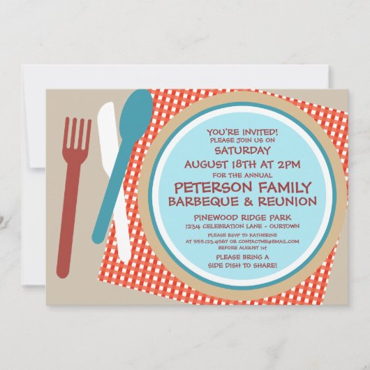 Family Reunion Picnic Barbeque Invitation Kaart (Voorkant)
