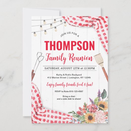 Family Reunion Picnic BBQ Uitnodiging (Voorkant)