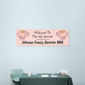 Family Reunion Pig BBQ Party Welkome Rode Controle Spandoek (Beurs)