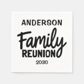 Family Reunion Playful Script Custom Date Name Servet (Voorkant)