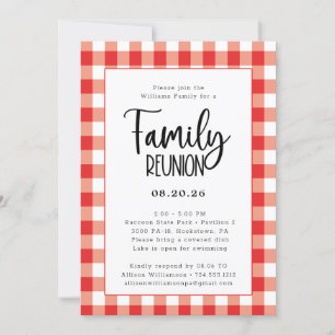 Family Reunion Red en White Gingham Buffalo Check Kaart