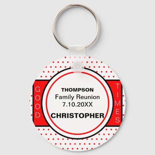 Family Reunion Red Polka Dots Sleutelhanger (Voorkant)