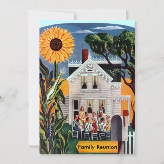 Family Reunion Rural Sunflower Porch Invitaties Kaart (Voorkant)