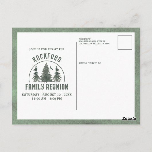 Family Reunion Rustic Forest Trees Invitation Briefkaart (Achterkant)