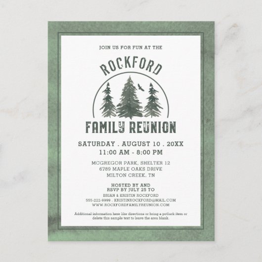 Family Reunion Rustic Forest Trees Invitation Briefkaart (Voorkant)