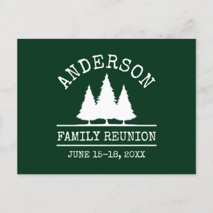 Family Reunion Rustic Pine Trees Green Briefkaart