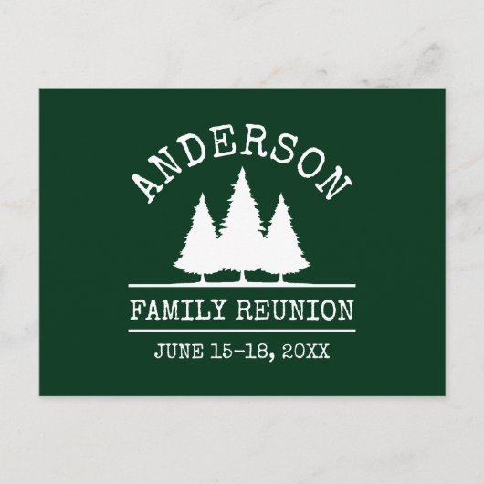 Family Reunion Rustic Pine Trees Green Briefkaart (Voorkant)