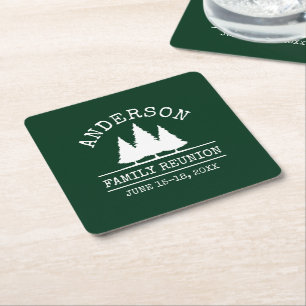 Family Reunion Rustic Pine Trees Green Kartonnen Onderzetters