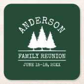 Family Reunion Rustic Pine Trees Green Kartonnen Onderzetters (Voorkant)