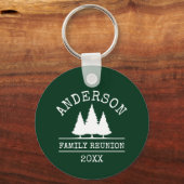Family Reunion Rustic Pine Trees Green Sleutelhanger (Voorkant)