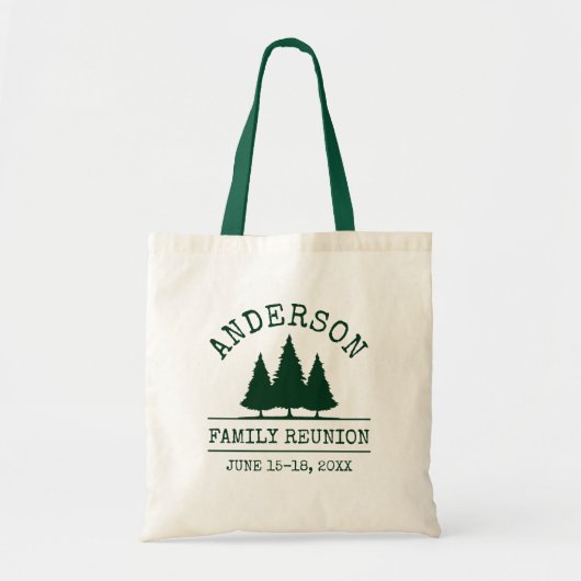 Family Reunion Rustic Pine Trees Green Tote Bag (Voorkant)