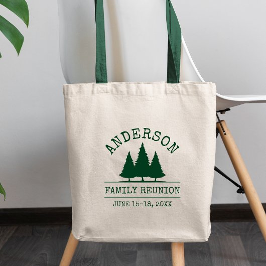 Family Reunion Rustic Pine Trees Green Tote Bag
