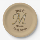 Family Reunion Silver Gold Letter M Monogram Papieren Bordje (Voorkant)