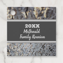 Family Reunion Small Grey Black Tile Mosaic Bedankjes Labels