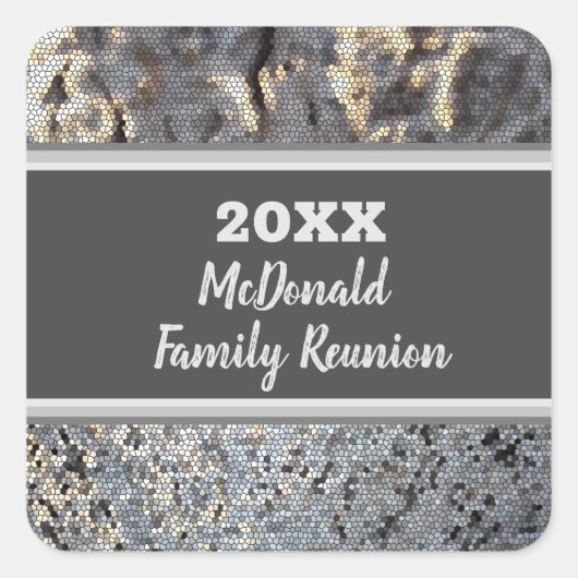 Family Reunion Small Grey Black Tile Mosaic Vierkante Sticker (Voorkant)
