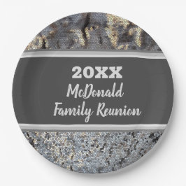 Family Reunion Snakeskin Pattern Gray Black Mosaic Papieren Bordje