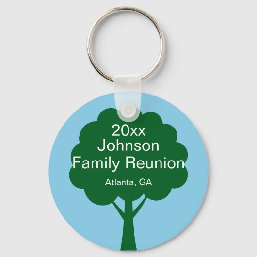 Family Reunion Souvenir with Name, Tree & Year Sleutelhanger (Achterkant)