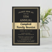 Family Reunion Stylish Typography Black en Gold Kaart (Staand voorkant)